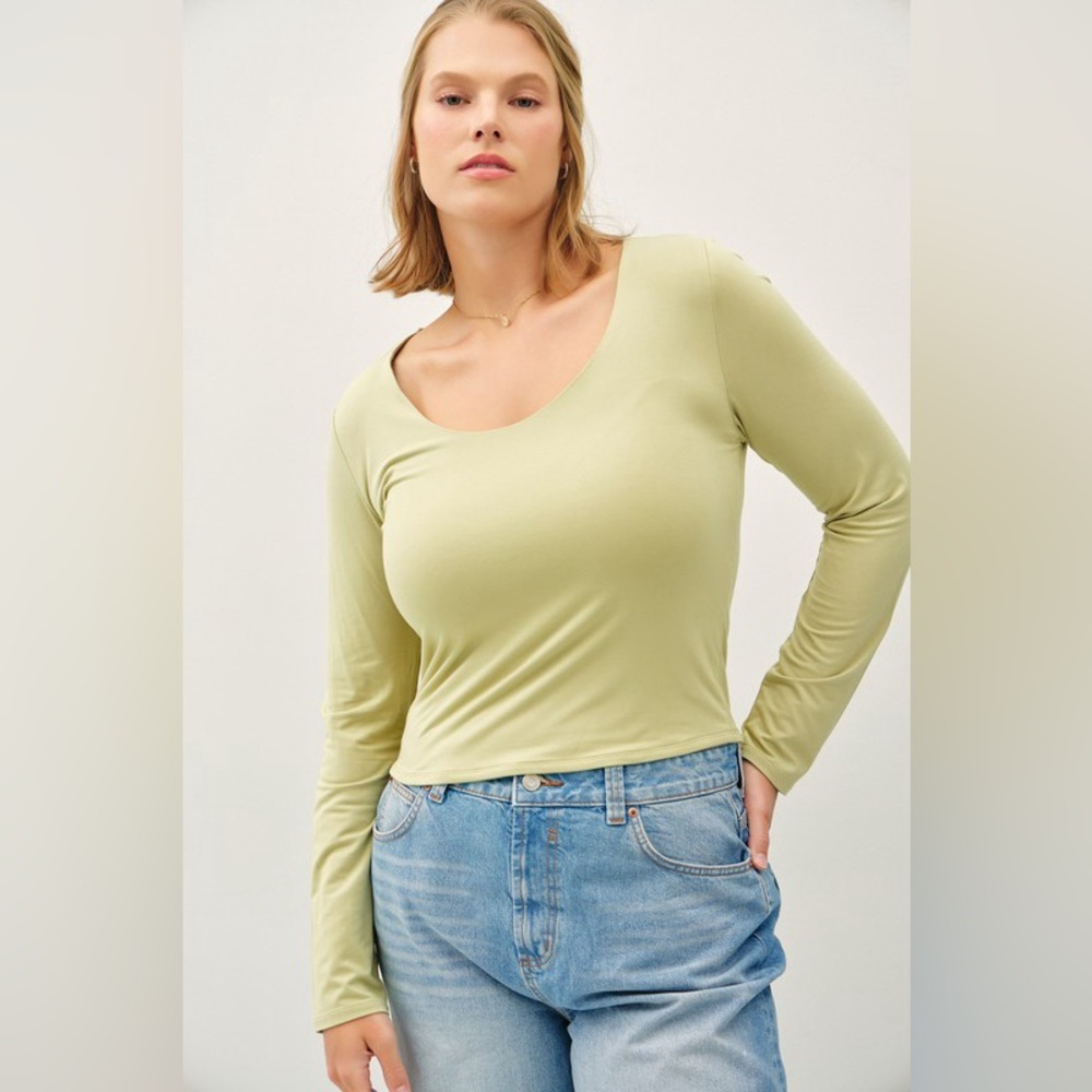 🟠 408B-PISTACHIO. Soft Double Layered Long Sleeve